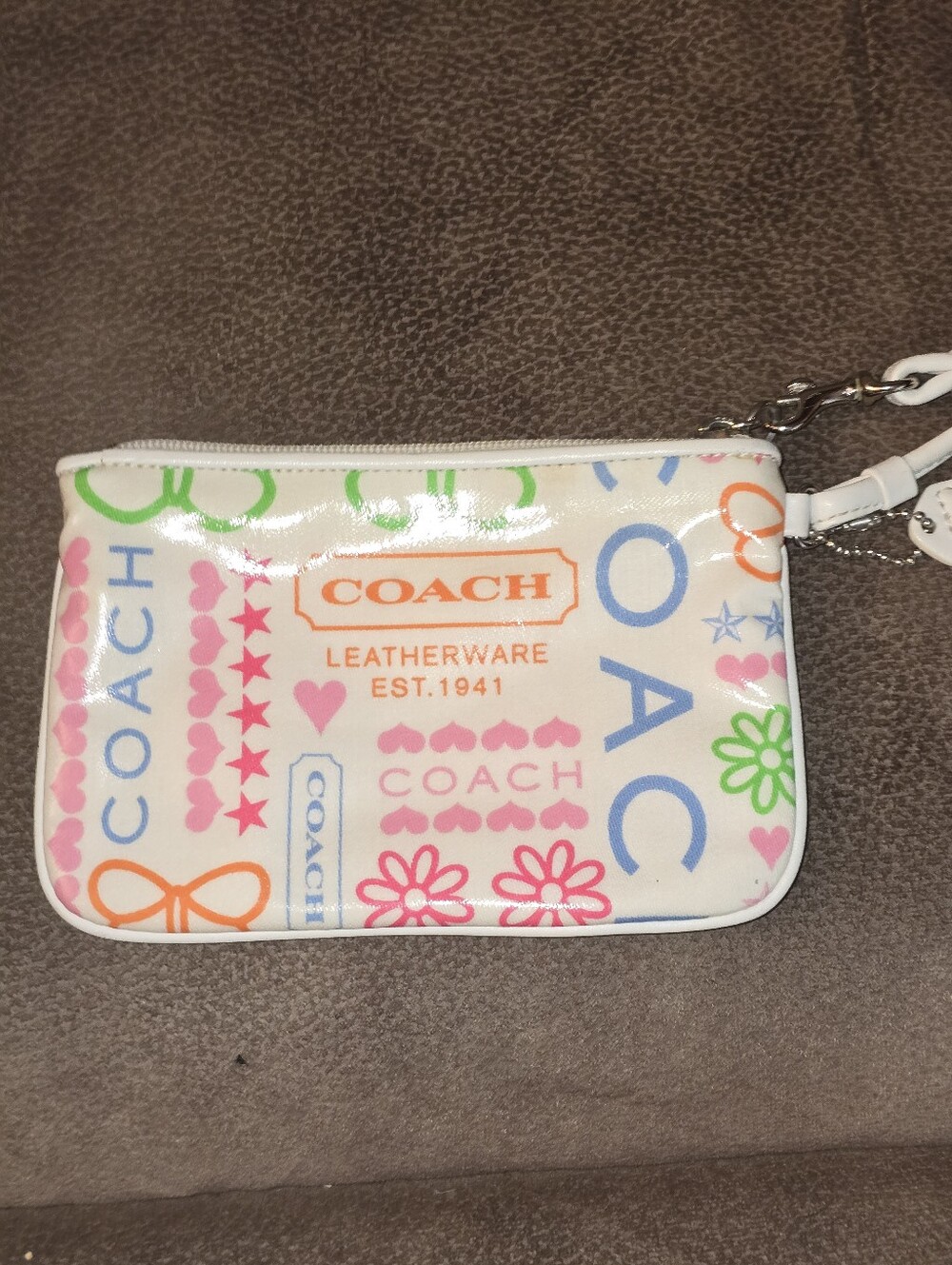 COACH Multicolor Logo Wristlet - White Base